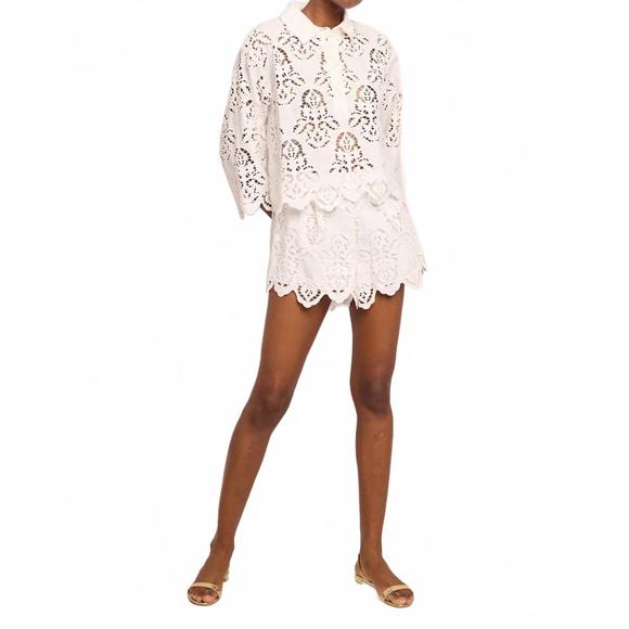 NEW CARA CARA trish shorts embroidered eyelet in white - Picture 1 of 3